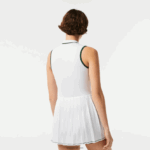 Lacoste שמלת טניס קצרה עם קפלים מובנית DZ4D0D2355 לבן ירוק pb4 נשים - Image 3