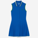 Lacoste שמלת טניס קצרה עם קפלים מובנית DZ4D0D2356 כחול ירוק qzi נשים - Image 4