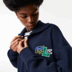 Lacoste שמלת פולו גדולה עם צווארון רוכסן DZ4D0D2492 כחול כהה 166 נשים - Image 2
