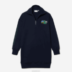 Lacoste שמלת פולו גדולה עם צווארון רוכסן DZ4D0D2492 כחול כהה 166 נשים - Image 6
