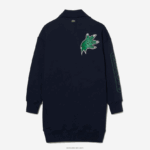 Lacoste שמלת פולו גדולה עם צווארון רוכסן DZ4D0D2492 כחול כהה 166 נשים - Image 7