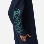 Lacoste שמלת פולו גדולה עם צווארון רוכסן DZ4D0D2492 כחול כהה 166 נשים - Image 8