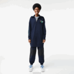 Lacoste שמלת פולו גדולה עם צווארון רוכסן DZ4D0D2492 כחול כהה 166 נשים - Image 9