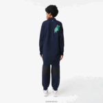 Lacoste שמלת פולו גדולה עם צווארון רוכסן DZ4D0D2492 כחול כהה 166 נשים - Image 10