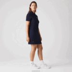Lacoste שמלת פולו ג'רזי מכותנה ממותגת DZ4D0D2517 כחול כהה 166 נשים - Image 3