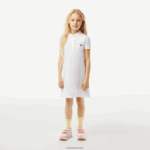 Lacoste שמלת פולו כותנה DZ4D0D3082 לבן 001 בנות