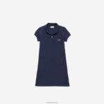 Lacoste שמלת פולו כותנה DZ4D0D3083 כחול כהה 166 בנות - Image 5