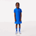 Lacoste שמלת פולו כותנה DZ4D0D3084 כחול kxb בנות