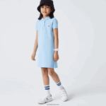 Lacoste שמלת פולו כותנה DZ4D0D3094 כחול hbp בנות