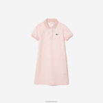 Lacoste שמלת פולו מכותנה אורגנית בהדפס צ'ק DZ4D0D3093 ורוד לבן nw5 בנות - Image 4