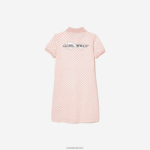 Lacoste שמלת פולו מכותנה אורגנית בהדפס צ'ק DZ4D0D3093 ורוד לבן nw5 בנות - Image 5