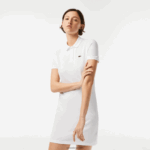 Lacoste שמלת פולו סריג פיקה DZ4D0D2360 לבן 001 נשים - Image 2