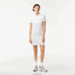 Lacoste שמלת פולו סריג פיקה DZ4D0D2360 לבן 001 נשים