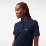 Lacoste שמלת פולו סריג פיקה DZ4D0D2361 כחול כהה 166 נשים - Image 2