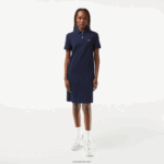 Lacoste שמלת פולו סריג פיקה DZ4D0D2361 כחול כהה 166 נשים