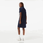 Lacoste שמלת פולו סריג פיקה DZ4D0D2361 כחול כהה 166 נשים - Image 3