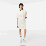 Lacoste שמלת פולו עשויה כותנה אורגנית DZ4D0D2376 לבן 70V נשים