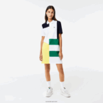 Lacoste שמלת פולו פיקה טלאים DZ4D0D2519 לבן sbh נשים - Image 2