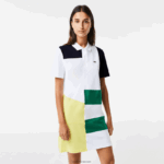 Lacoste שמלת פולו פיקה טלאים DZ4D0D2519 לבן sbh נשים
