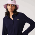 Lacoste שמלת פולו פיקה כותנה מתכווננת DZ4D0D2491 כחול כהה 166 נשים - Image 2