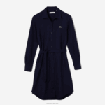 Lacoste שמלת פולו פיקה כותנה מתכווננת DZ4D0D2491 כחול כהה 166 נשים - Image 4