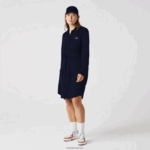 Lacoste שמלת פולו פיקה כותנה מתכווננת DZ4D0D2491 כחול כהה 166 נשים - Image 6