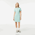 Lacoste שמלת פולו פיקה מכותנה מתיחה DZ4D0D2368 מנטה lgf נשים