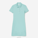 Lacoste שמלת פולו פיקה מכותנה מתיחה DZ4D0D2368 מנטה lgf נשים - Image 3