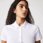 Lacoste שמלת פולו פיקה מכותנה מתיחה DZ4D0D2369 לבן 001 נשים - Image 2