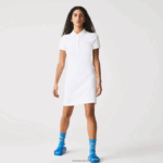 Lacoste שמלת פולו פיקה מכותנה מתיחה DZ4D0D2369 לבן 001 נשים