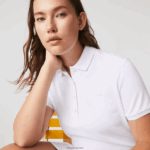 Lacoste שמלת פולו פיקה מכותנה מתיחה DZ4D0D2369 לבן 001 נשים - Image 7