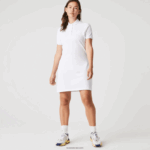 Lacoste שמלת פולו פיקה מכותנה מתיחה DZ4D0D2369 לבן 001 נשים - Image 8