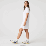 Lacoste שמלת פולו פיקה מכותנה מתיחה DZ4D0D2369 לבן 001 נשים - Image 9