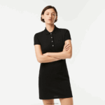 Lacoste שמלת פולו פיקה מכותנה מתיחה DZ4D0D2370 שחור 031 נשים - Image 2