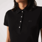 Lacoste שמלת פולו פיקה מכותנה מתיחה DZ4D0D2370 שחור 031 נשים - Image 4
