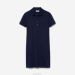 Lacoste שמלת פולו פיקה מכותנה מתיחה DZ4D0D2371 כחול כהה 166 נשים - Image 5