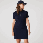 Lacoste שמלת פולו פיקה מכותנה מתיחה DZ4D0D2371 כחול כהה 166 נשים - Image 7