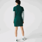 Lacoste שמלת פולו פיקה מכותנה מתיחה DZ4D0D2467 ירוק 3 מ"ר נשים - Image 3