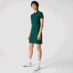 Lacoste שמלת פולו פיקה מכותנה מתיחה DZ4D0D2467 ירוק 3 מ"ר נשים - Image 4