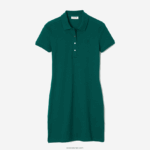 Lacoste שמלת פולו פיקה מכותנה מתיחה DZ4D0D2467 ירוק 3 מ"ר נשים - Image 5