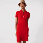 Lacoste שמלת פולו פיקה מכותנה מתיחה DZ4D0D2472 אדום 240 נשים