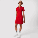 Lacoste שמלת פולו פיקה מכותנה מתיחה DZ4D0D2472 אדום 240 נשים - Image 3