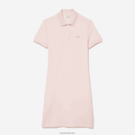 Lacoste שמלת פולו פיקה מכותנה מתיחה DZ4D0D2476 אדי ורוד בהיר נשים - Image 2