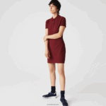 Lacoste שמלת פולו פיקה מכותנה מתיחה DZ4D0D2513 בורדו z7f נשים