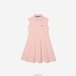 Lacoste שמלת פולו פיקה מתיחה ומתרחבת DZ4D0D3077 ורוד kf9 בנות
