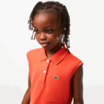 Lacoste שמלת פולו פיקה מתיחה ומתרחבת DZ4D0D3078 כתום 02k בנות - Image 2