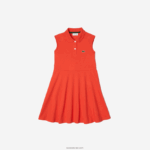 Lacoste שמלת פולו פיקה מתיחה ומתרחבת DZ4D0D3078 כתום 02k בנות - Image 4