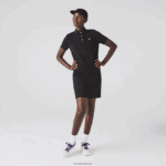 Lacoste שמלת פולו פיקה עם שרוול חצוצרה DZ4D0D2510 שחור 031 נשים - Image 2