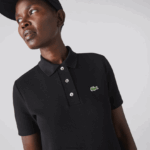 Lacoste שמלת פולו פיקה עם שרוול חצוצרה DZ4D0D2510 שחור 031 נשים - Image 4