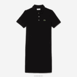 Lacoste שמלת פולו פיקה עם שרוול חצוצרה DZ4D0D2510 שחור 031 נשים - Image 5